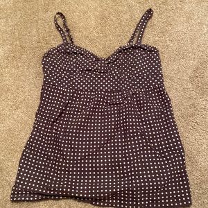 Brown and White Polka Dot Blouse